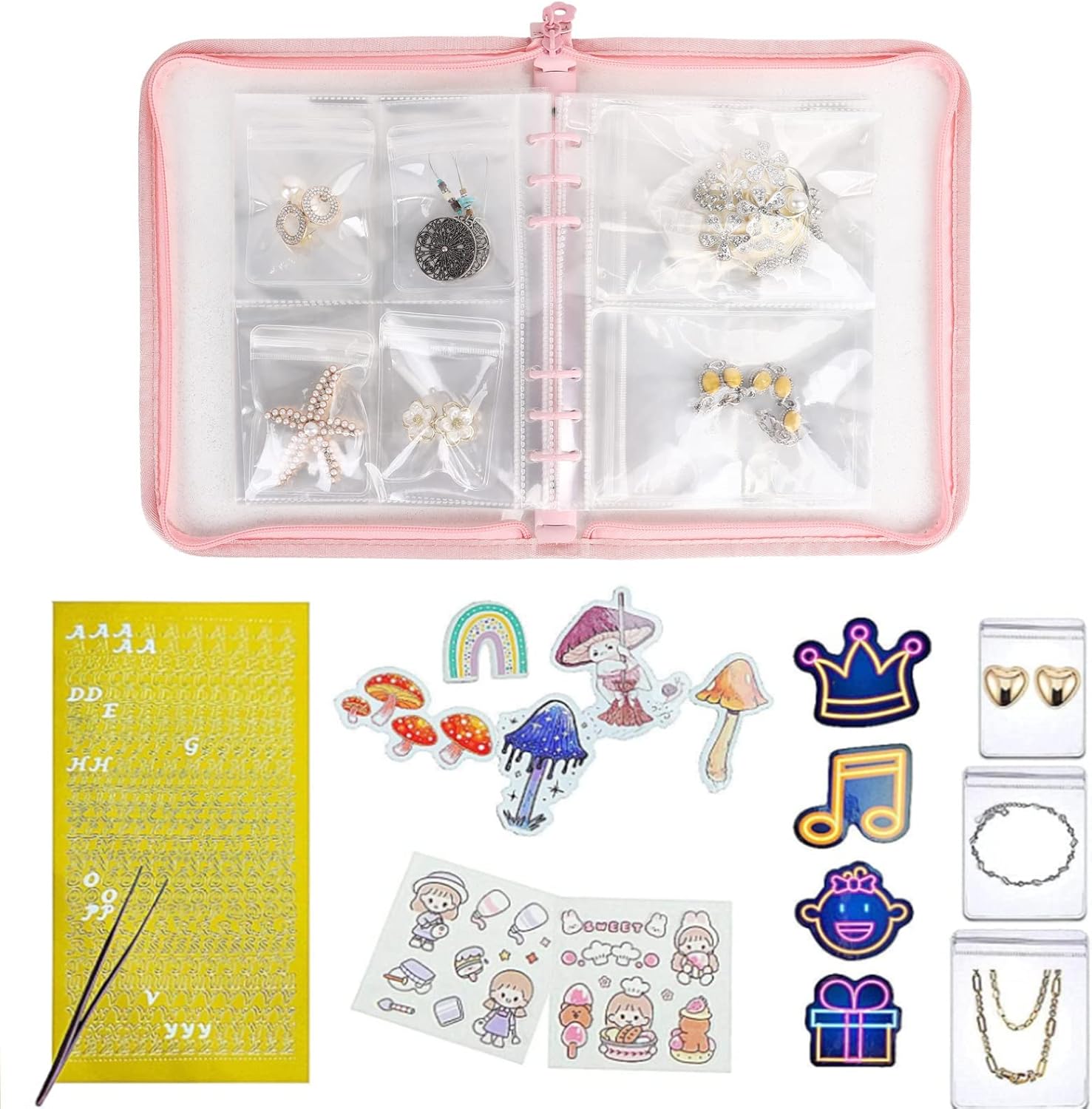 Asmosfan Jewelry Storage Book With Pockets, Jewelry Book