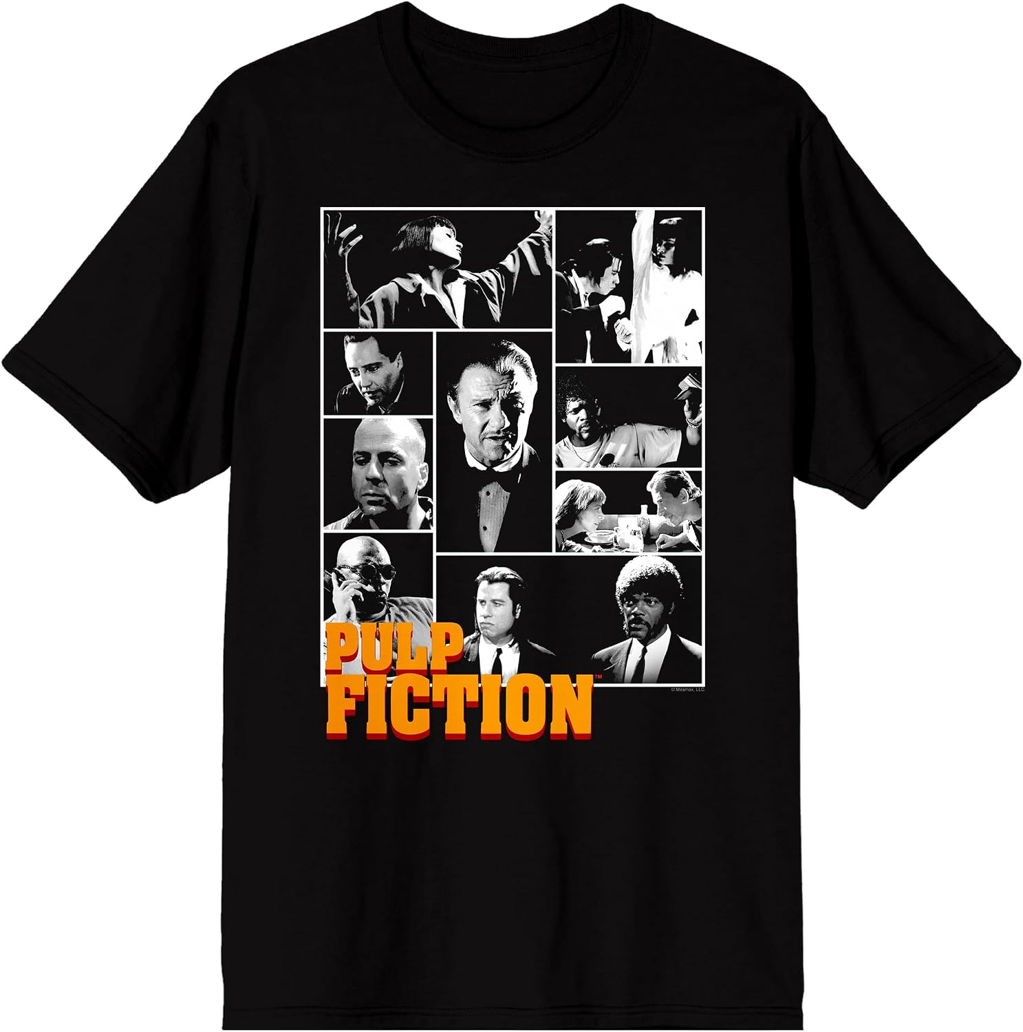 Bioworld Pulp Fiction Character Collage Men's Black Crew Neck Short Sleeve T-Shirt
