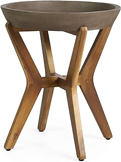 Christopher Knight Home Oprah Outdoor Side Table, Teak and Light Gray