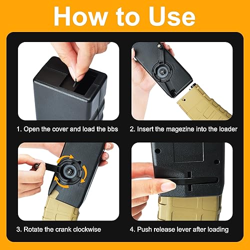 Miniatura 4 de ACTIONUNION Cargador de velocidad táctico Airsoft para cargador rápido de manivela 1000 rondas (negro)