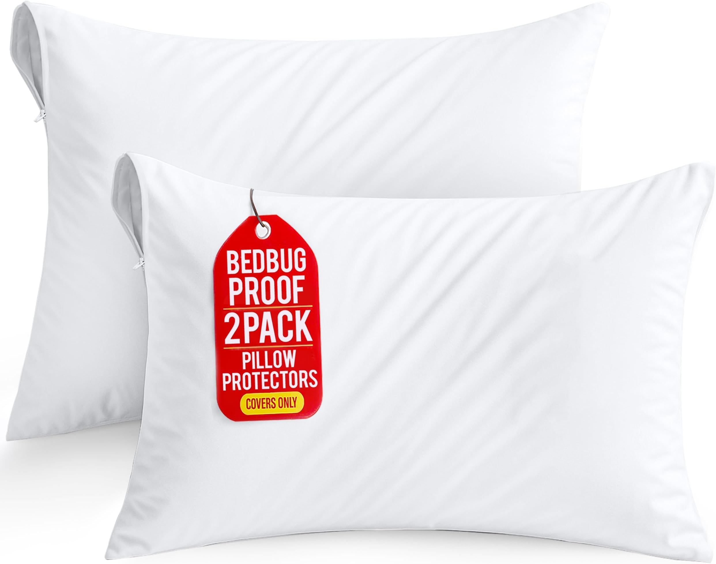 Set of 2 Pillow Protectors with Zipper Queen Size, Pillow Covers | Ultra Soft Pillow Encasements, Bed Bug & Dust Mite Proof, Moisture Wicking and Waterproof Pillow Cases by Utopia Bedding