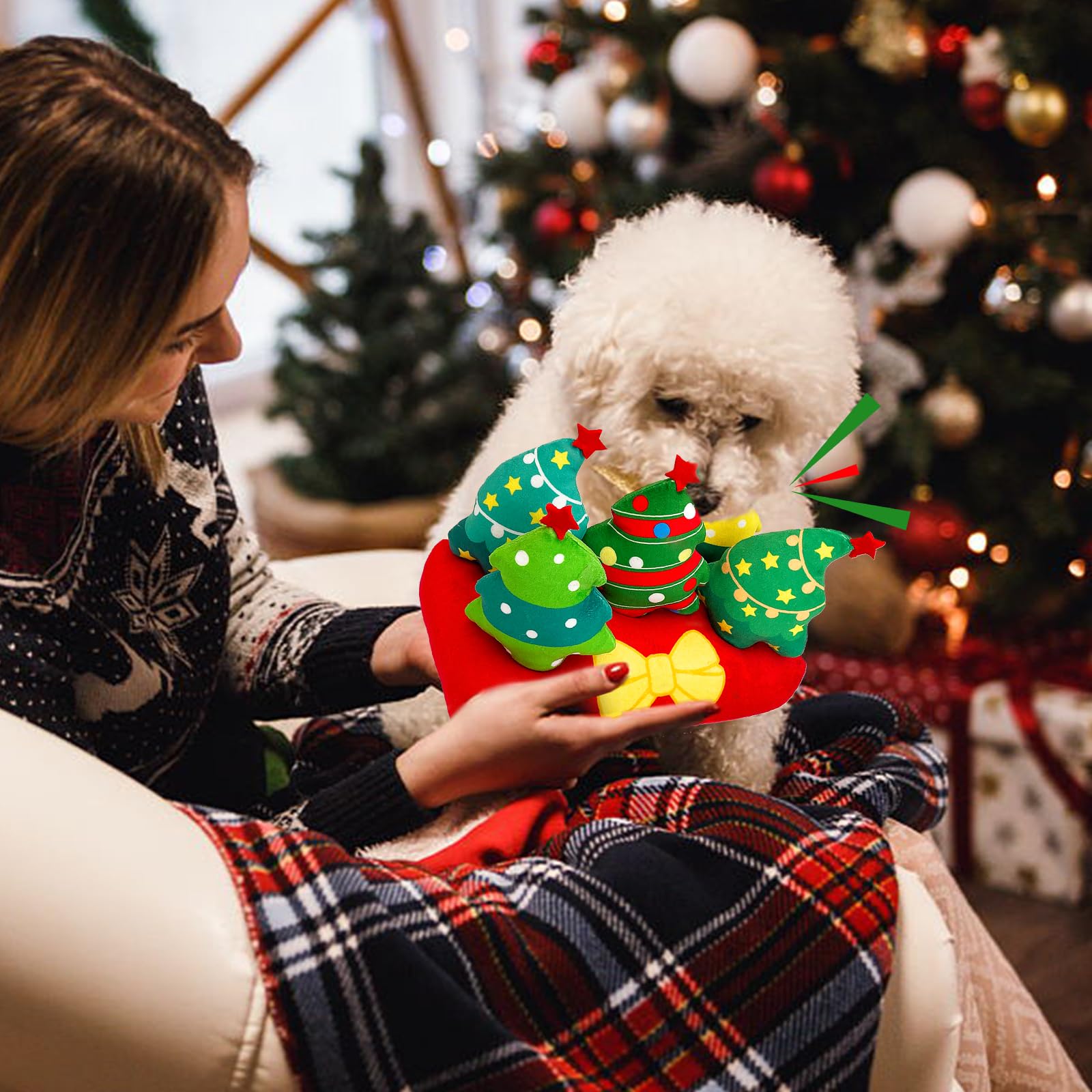 Juguetes de Navidad para perros, juguetes interactivos para esconder y buscar, rompecabezas chirriantes de felpa para el aburrimiento y la estimulación, juguetes de enriquecimiento para perros