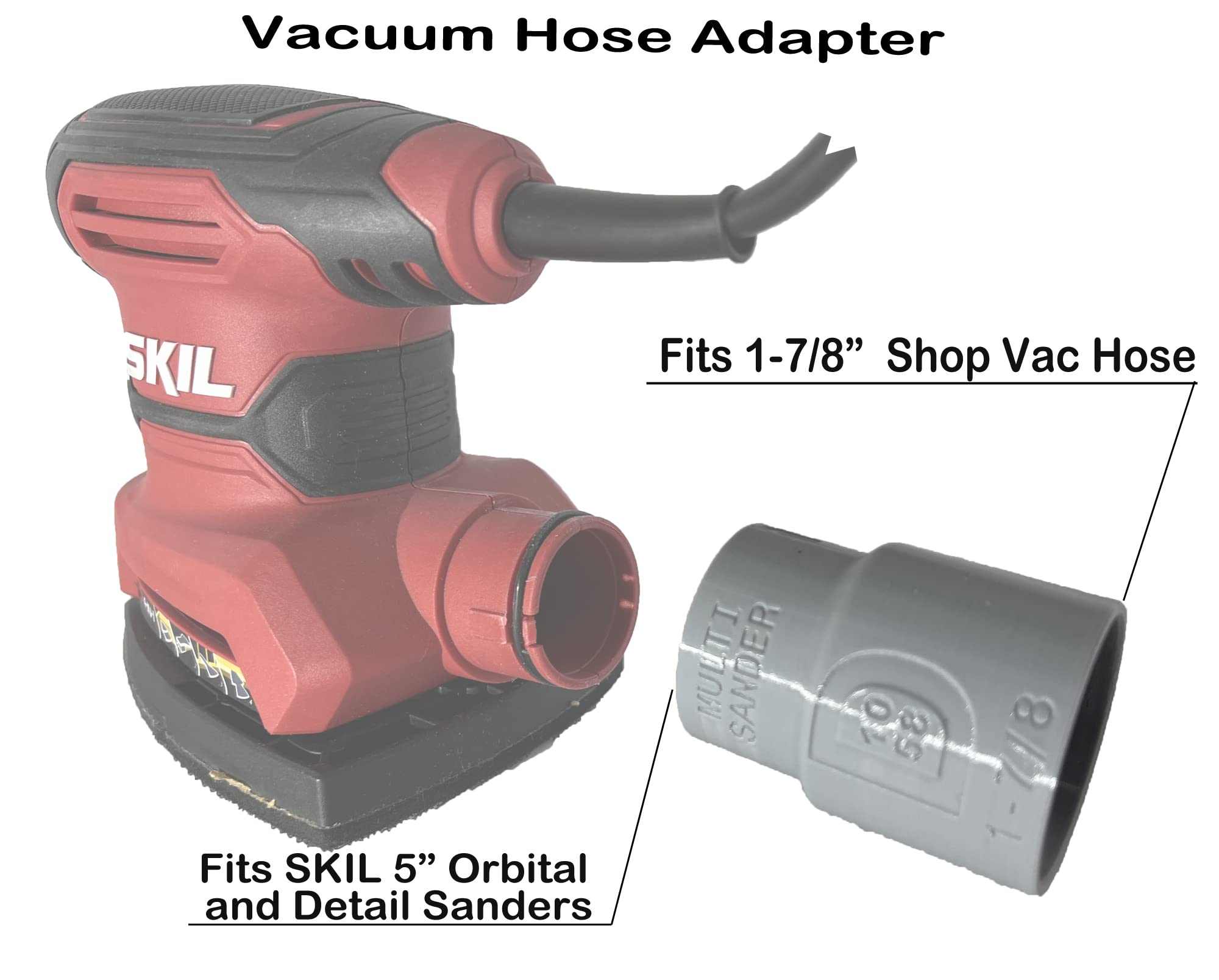Adaptador de manguera de vacío compatible con la lijadora de detalles multifunción SKIL SR211601 SR232301 SR250801 y manguera de aspiradora de 1-7/8 pulgadas para extracción de polvo