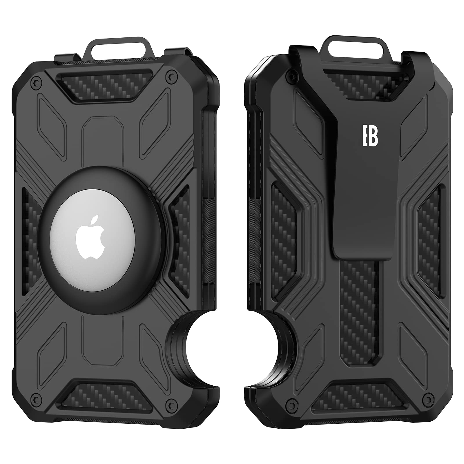 BERXOETIMinimalist Wallet for Men - Slim Aluminum Metal Wallet with Money Clip, ID Badge Holder, RFID Blocking Credit Card Holder, Hold Up to 15 Cards - Front Pocket Carbon Fiber Smart Wallet, Gift for