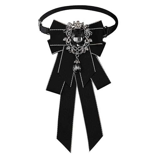 LJBFNN Bow Ties for Women, Womens Bow Tie Adjustable Pre-Tied Rhinestone Bowties Men for Wedding Party Prom School Uniform - Black