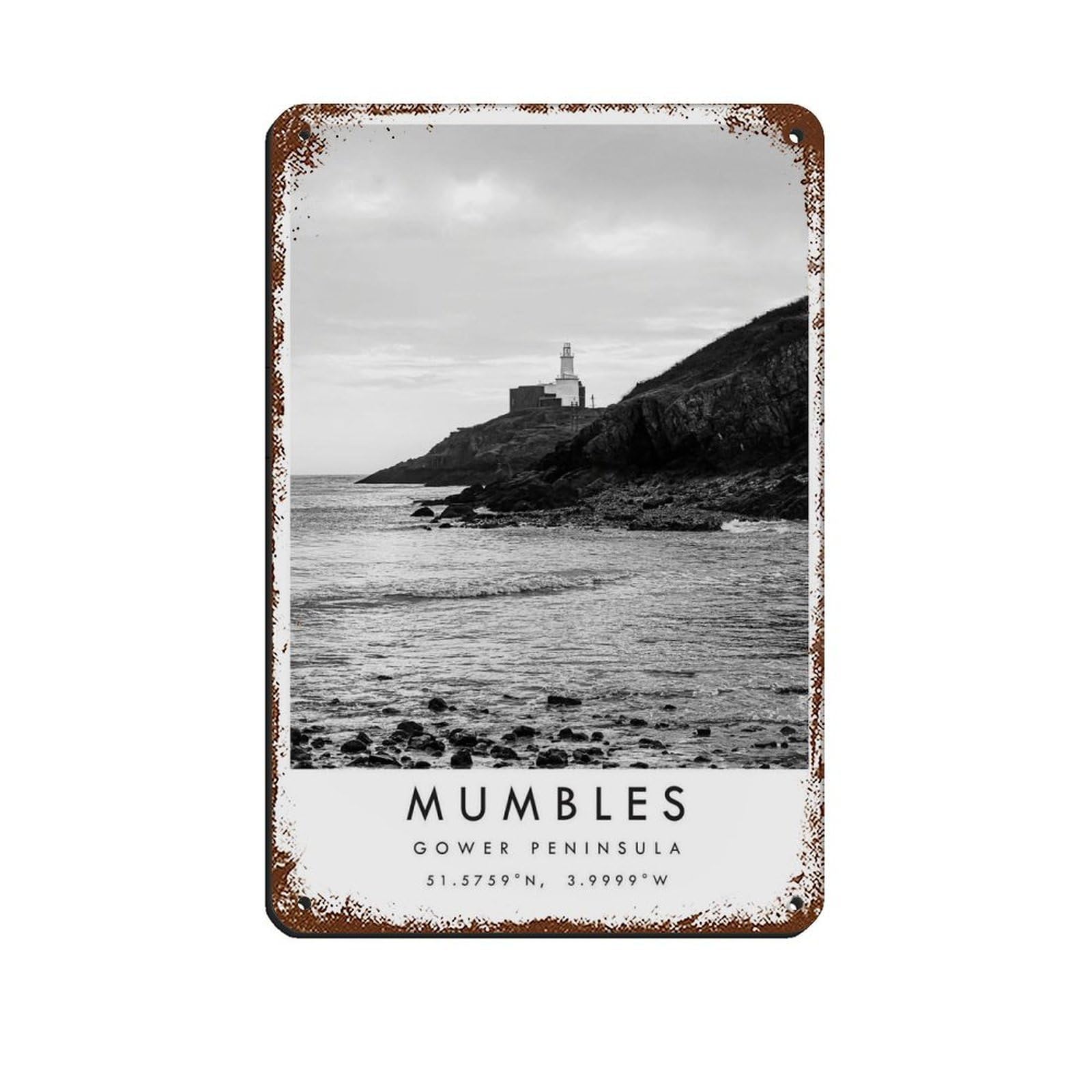 Mumbles Travel, Gower Poster Tin Sign Vintage Metal Pub Club Cafe Bar Home Wall Art Decoration Poster Retro 8x12inch(20x30cm)