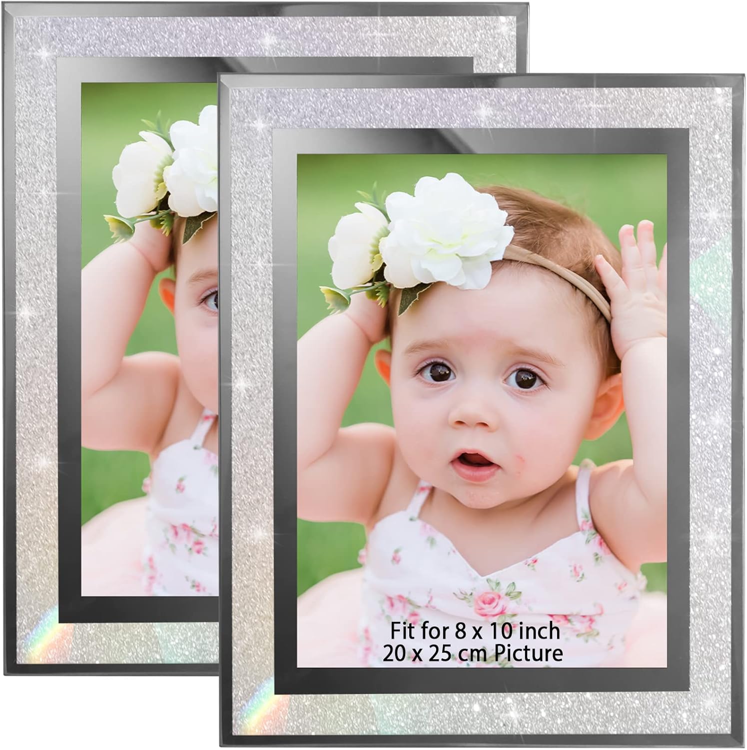 party greeting Sparkly Picture Frames 8x10, Glitter Glass