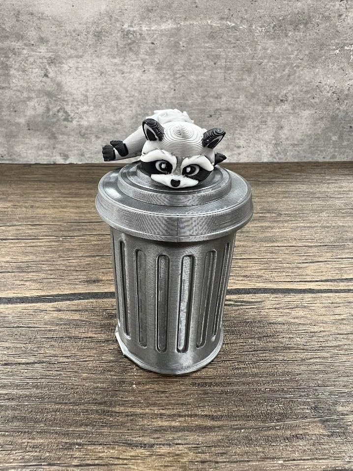 Munnygrubbers - Racoon with Trashcan - Trash Panda in Dumpster Fire - Racoon and Trash Can - Articulating Fidget - 3D Printed Movable Toy - Fidget Toy - Novelty Gift - Made in USA - Image 5