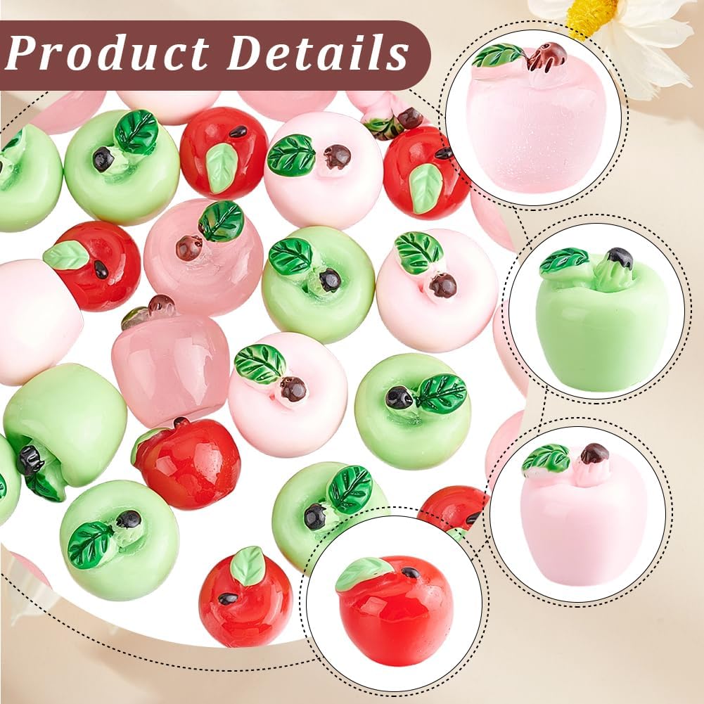 CRASPIRE 40Pcs 4 Colors Mini Resin Apples Miniature Apples Figurines Tiny 3D Artificial Simulation Fruit Decor Food Model for Home Kitchen School Table Photography Props Thanksgiving Christmas Party