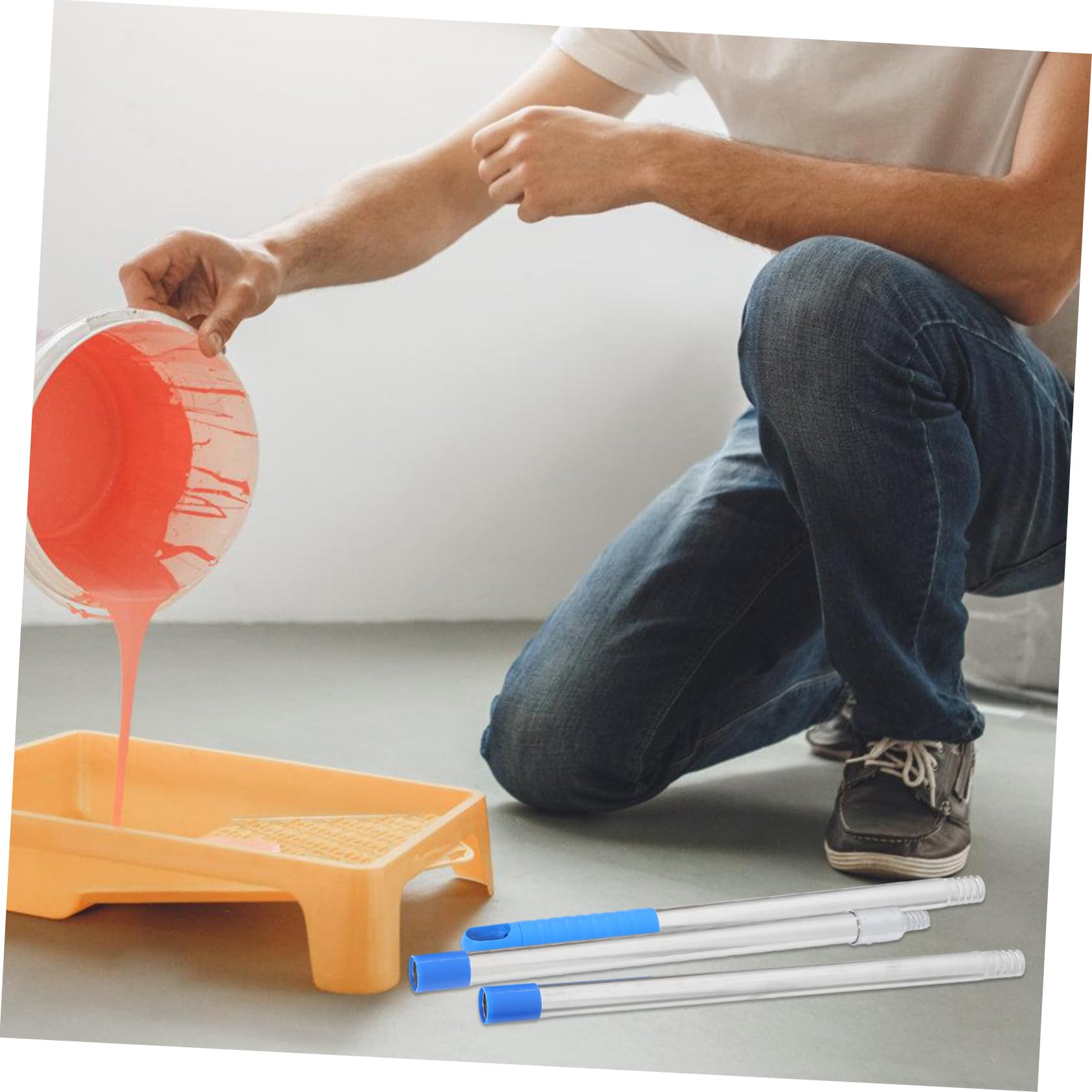 Angoily 5sets Asta Telescopica Inossidabile Estensione Per Rulli e Pennelli Per Pittura Strumento Per Accesso Zone Alte Design Rimovibile Per Facile Trasporto e Stoccaggio