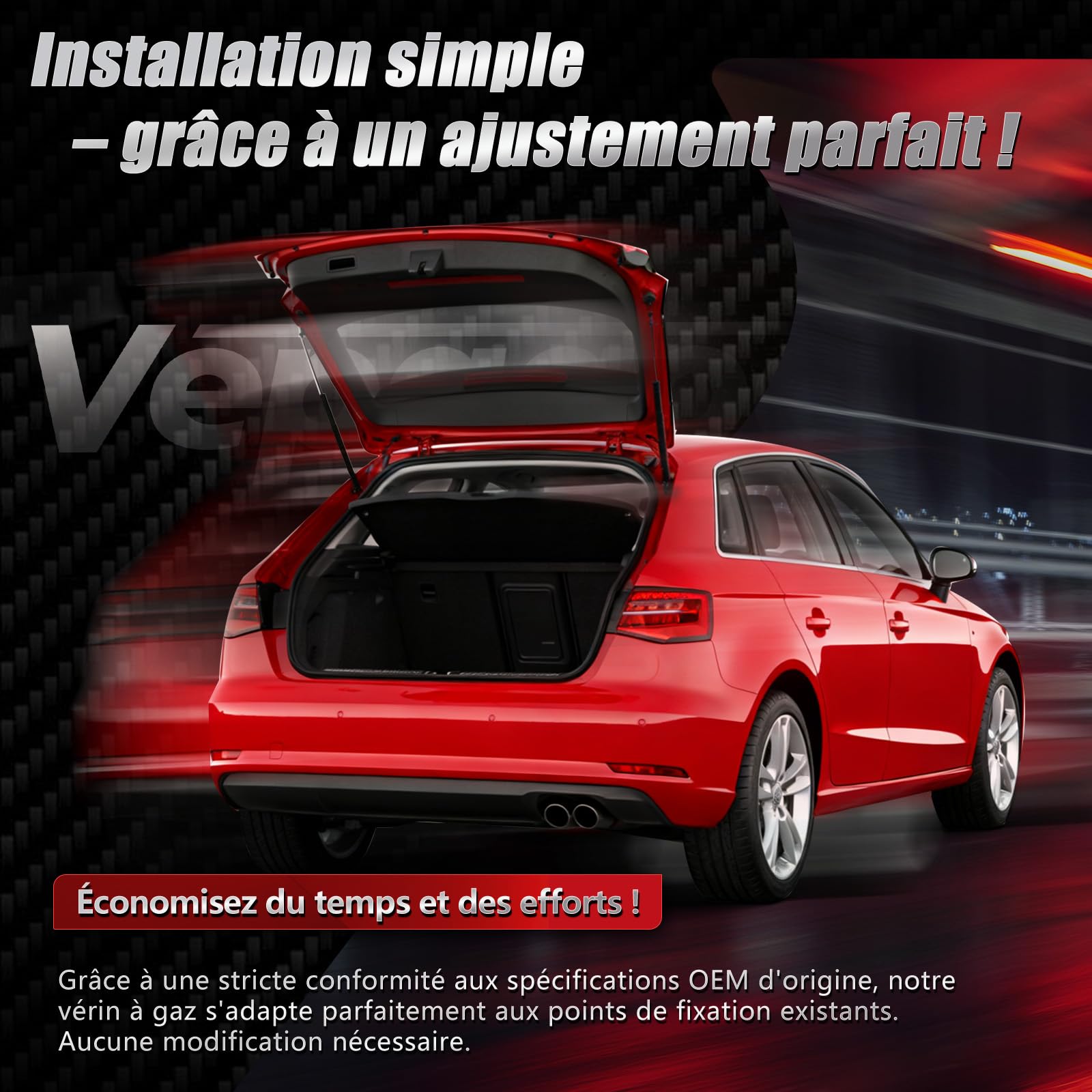 Vepagoo 2Pcs Verins de Coffre pour Fiat Punto II 1999-2012 Verin Hydraulique Compatibles pour 46524678, 46744596 vérin de hayon
