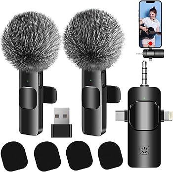 Amazon.com: 4 in 1 Wireless Lavalier Microphone for iPhone/USB C
