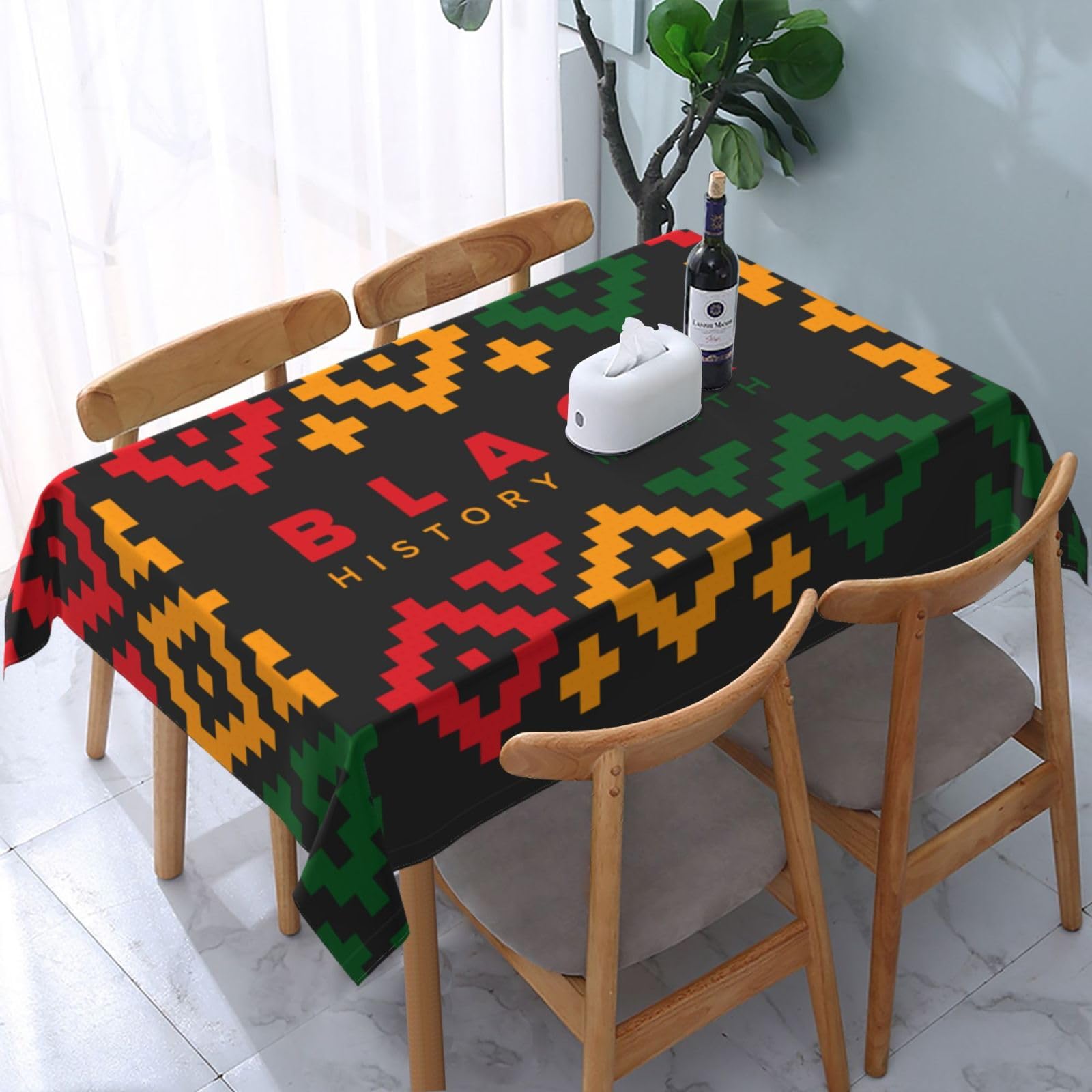 JunHeArt Black History Month Tablecloth Rectangle Table Cover Washable Table Cloths Decor For Kitchen 54" X 72"