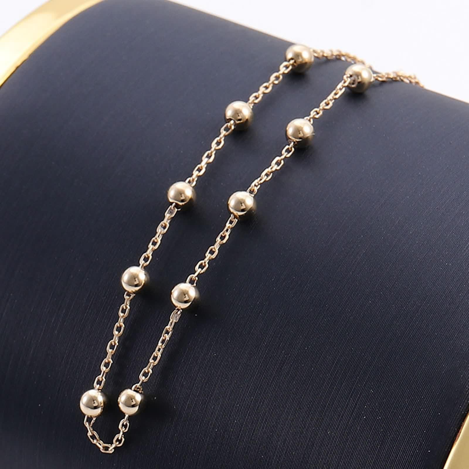 Pulseras para mujer de moda, pulsera de oro amarillo con cuentas para promesa de boda