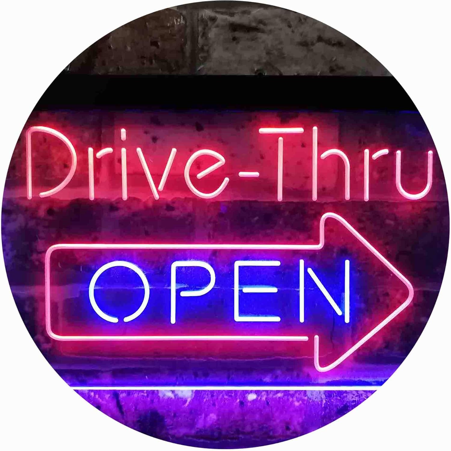 ADVPRO Drive Thru Open Arrow Right Dual Color LED Neon Sign Red & Blue 24 x 16 Inches st6s64-i3886-rb