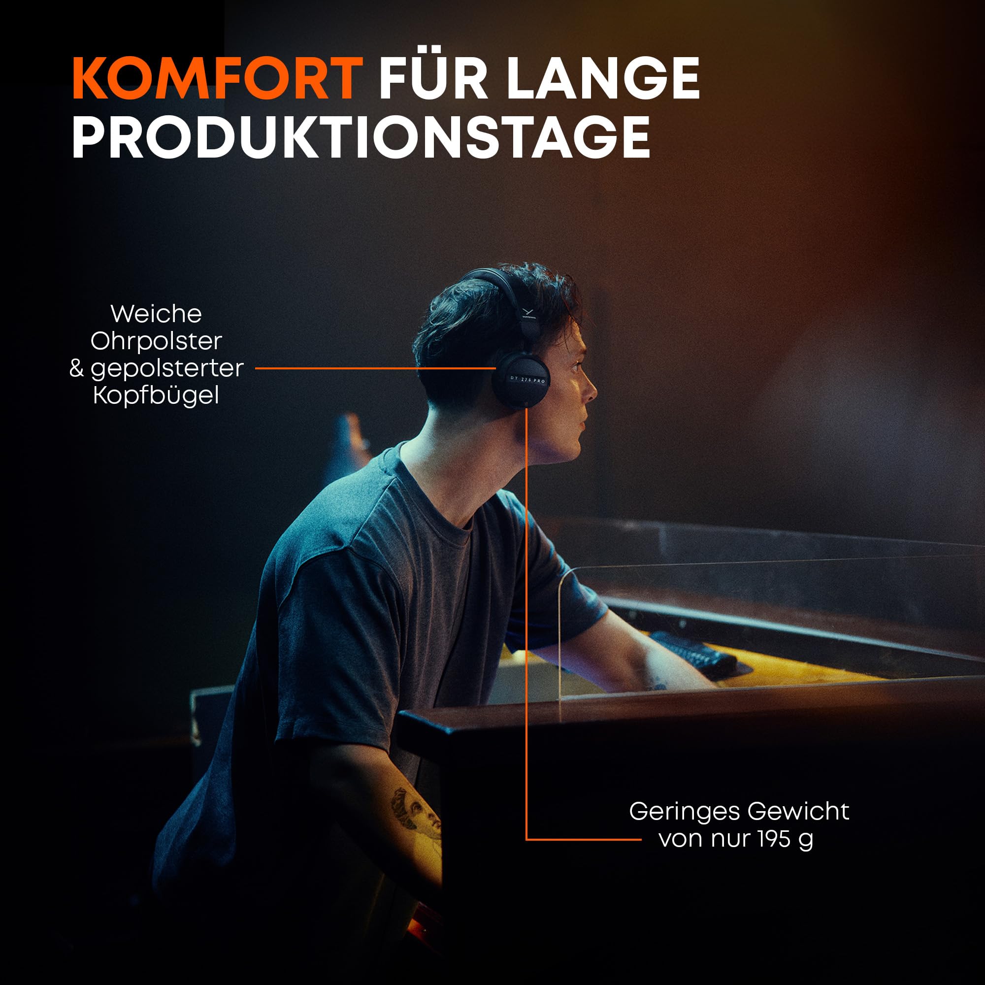 beyerdynamic DT 275 PRO On-Ear-Monitoringkopfhörer mit hoher Isolation | Ausgewogener Klangabstimmung, verriegelbarem Kabel und austauschbaren Teilen für Set, Bühne und Booth
