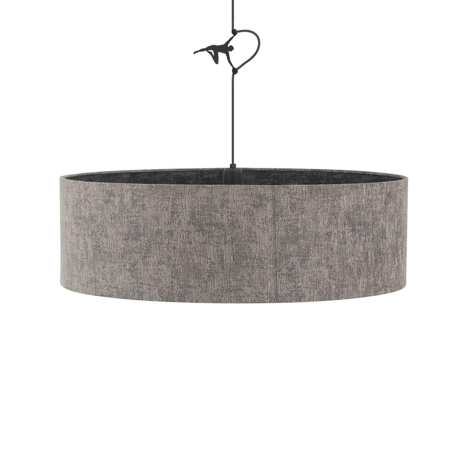 Licht-Erlebnisse Hängelampe Esszimmer Stahl Stoff Umbra Grau Modern Esstisch Wohnzimmer höhenverstellbar E27 blendarm wohnlich L:65 cm Pendelleuchte Stoffschirm