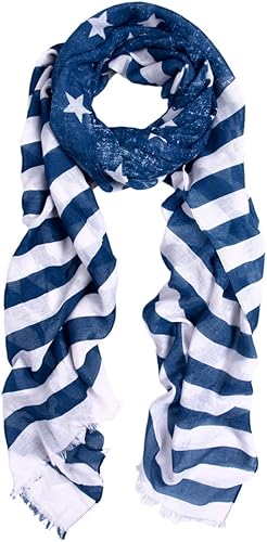 TrendsBlue Azul marino Estrellas y Rayas Vintage USA Bandera Americana Estilo Bufanda, Azul marino