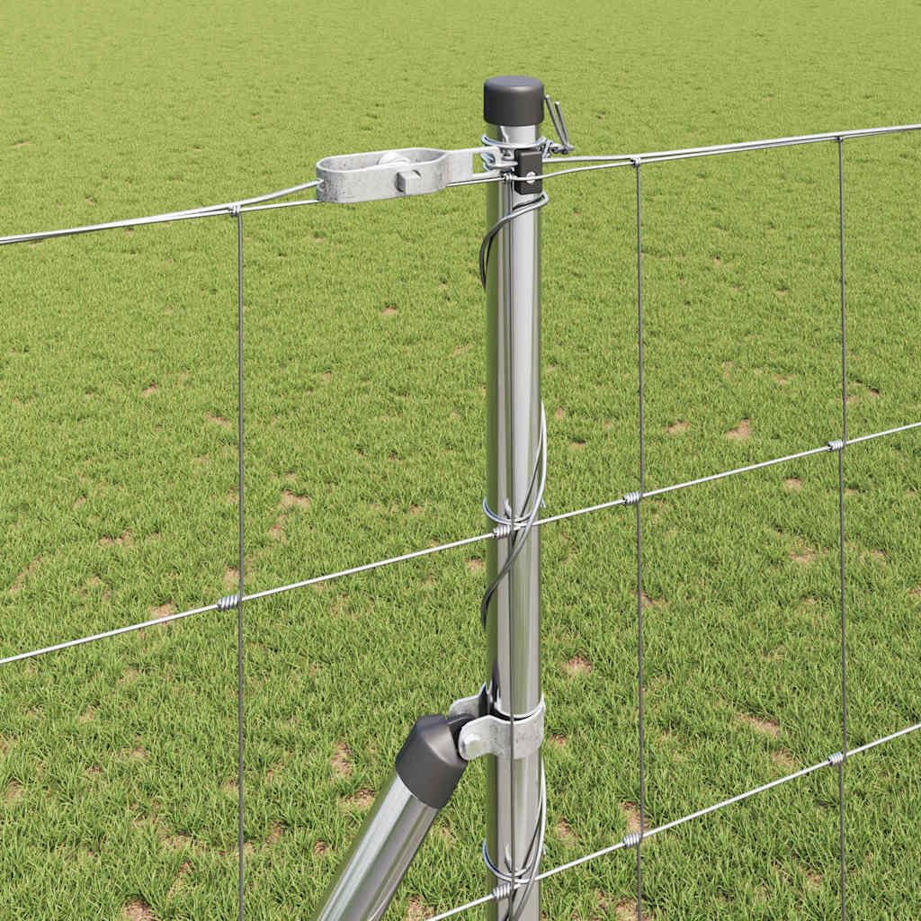 Recinzione in filo zincato saldato, 25 x 1,4 m, con 11 pali, elemento di recinzione per giardino, terrazza, balcone, robusta griglia per protezione privacy e sicurezza