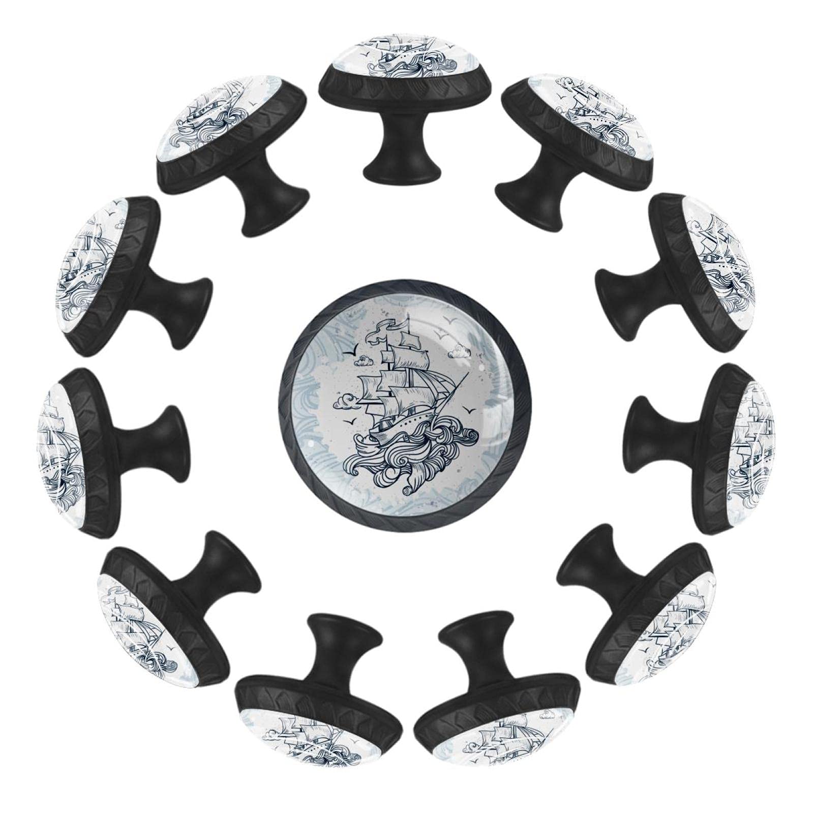 Boutons de tiroir vagues 35 mm haut de gamme dessinés main pour commode