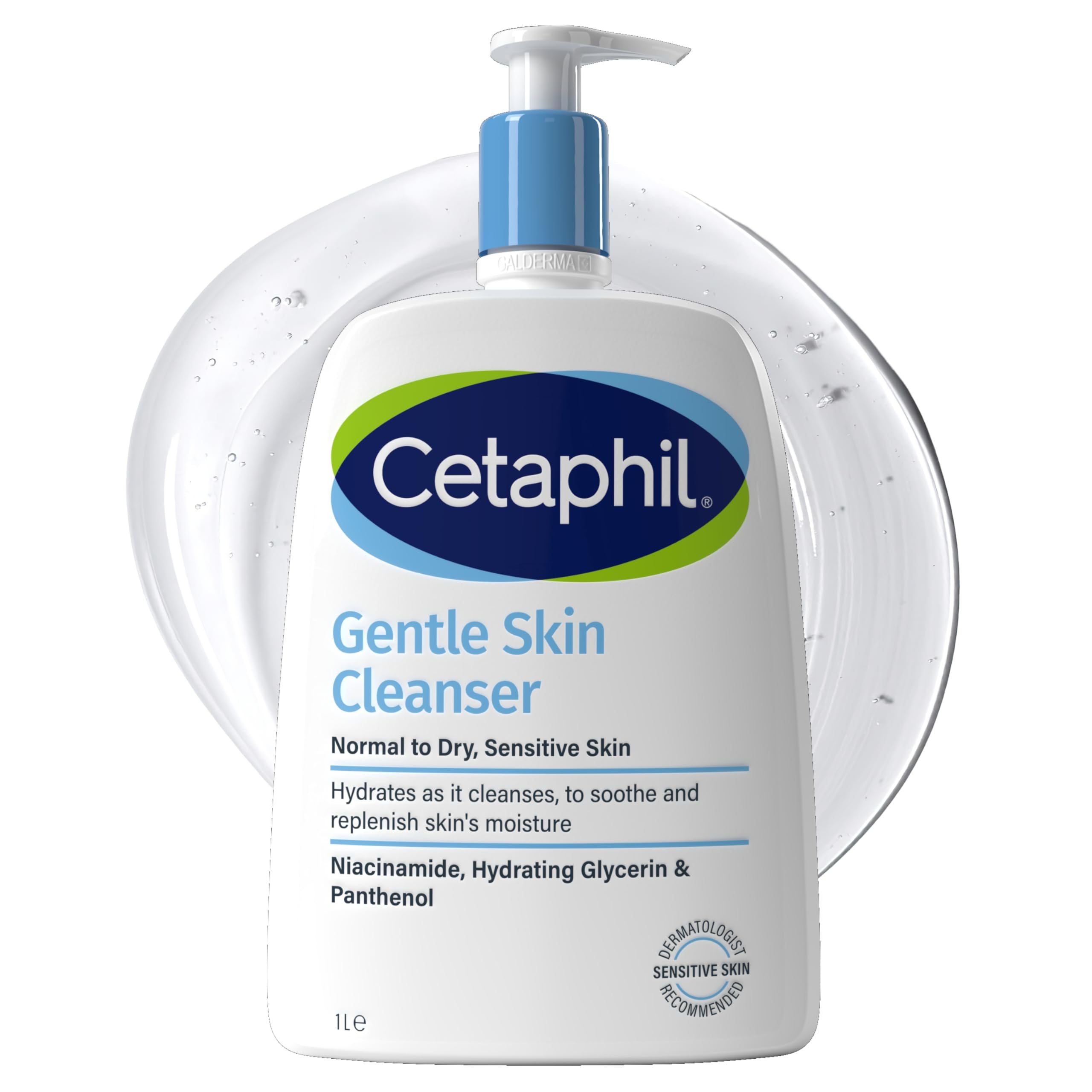 Cetaphil Gentle Skin Cleanser, 1L, Face & Body Wash, For Normal To Dry Sensitive Skin, With Niacinamide & Glycerin, Soap Free, 1 unit, Packaging May Vary