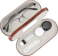 Vista 30 de Fintie Funda para lentes de contacto 2 en 1 y funda para gafas, soporte de viaje portátil de doble cara para lentes con espejo integrado, pinzas