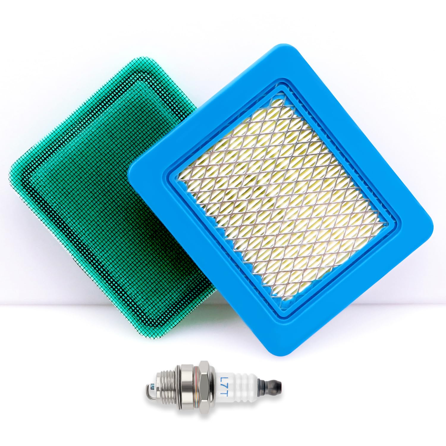 VooGenzek 1 PC Lawn Mower Air Filter, 1 PC Spark Plug L7T, 1 PC Pre-filter, Lawnmower Spark Plug