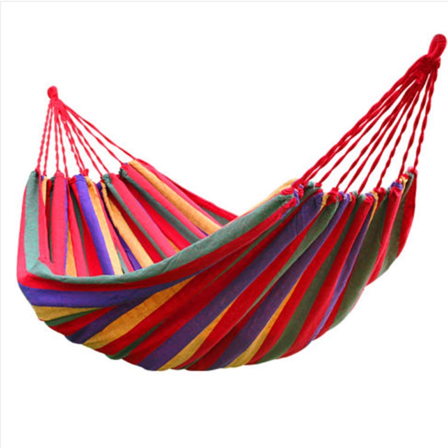 Lariox Outdoor Portable Coton Hammock Hang Bed Travel Camping Swing Canvas With Backpacking, Camping, Travel, Beach, Leisure Yard Swing (Red,Blue)(Cotton)-image-24