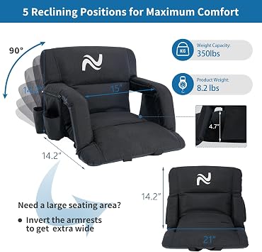 Extra Wide Stadium Seats with Back Support,4.7 Thick Padded Bleacher Chair