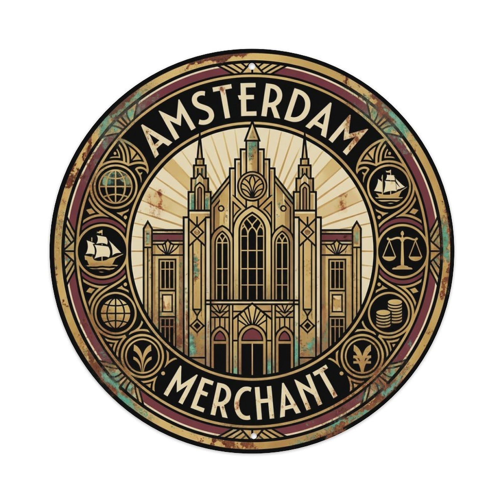 Fqnyr Style Metal Tin Sign Vintage Travel Amsterdam Netherlands Commerce
