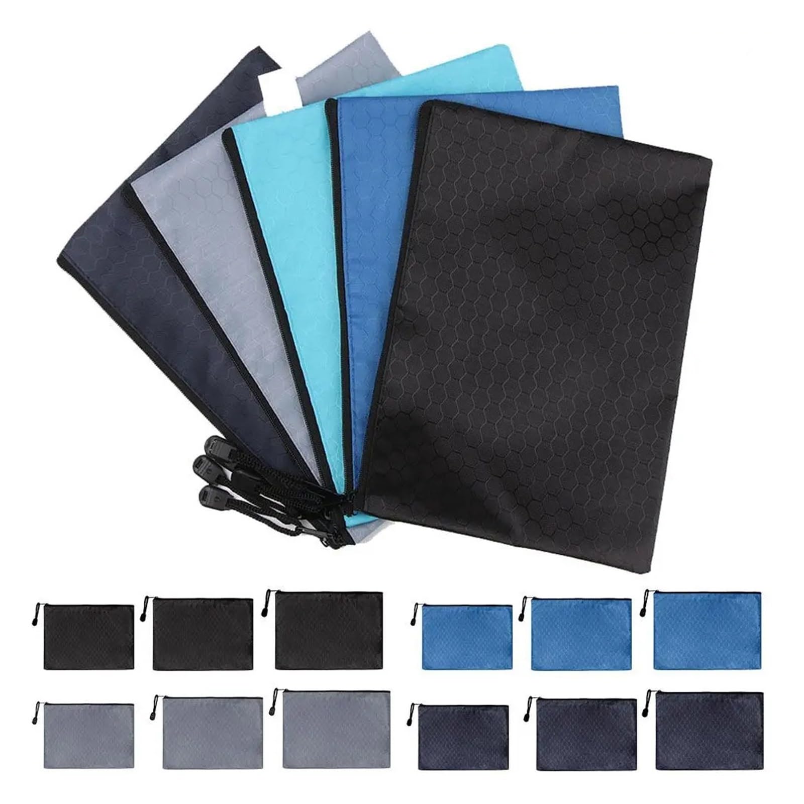 Lot de 12 pochettes à fermeture éclair pour documents, fournitures scolaires pour le rangement de papeterie