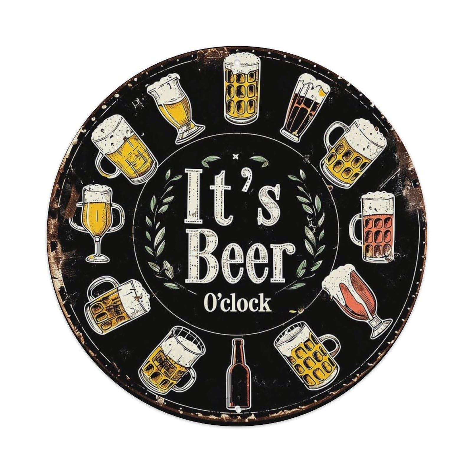 It Is Beer Oclock Design Tin Sign Metal Poster Vintage Metal Signs for Home Man Cave Bar Cafe Kitchen laundry room Wall Decorations 8x8 inches