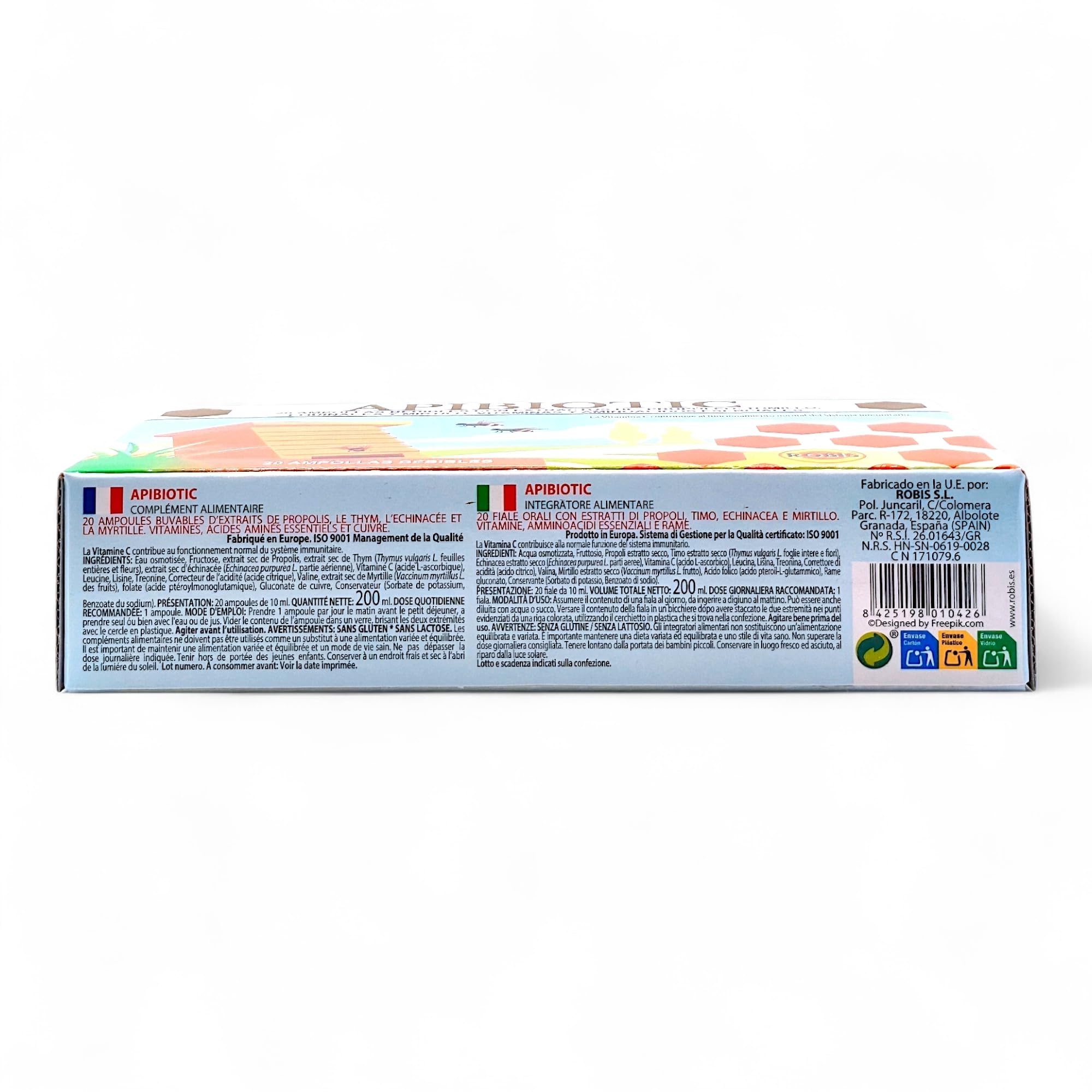 Robis Apibiotic - Pack Ahorro 2 x 20 Viales - Con Propóleo, Equinácea, Tomillo y Vitamina C - Contribuye al Sistema Inmunitario