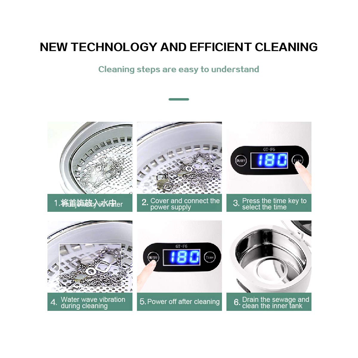 Six-step cleaning process for the NSKI GT-F6 Ultrasonic Cleaner