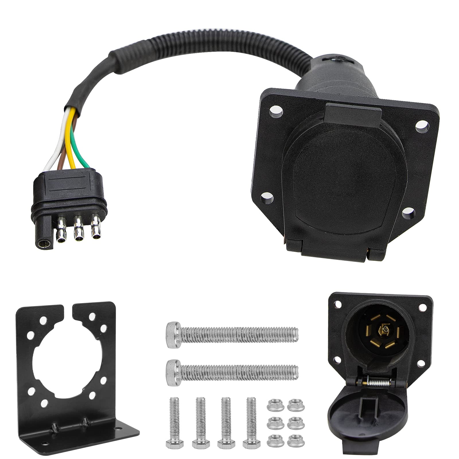 Buy Voilamart 4Way Flat to 7Way Round Blade Trailer Adapter Wiring