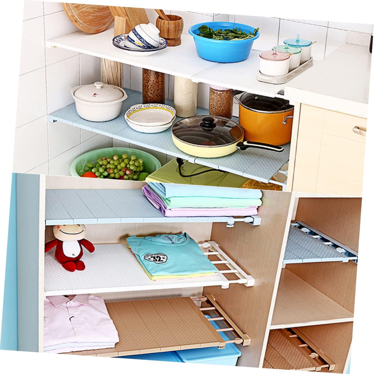 Adjustable Closet Shelf Divider Organizer, Retractable Wardrobe Rack
