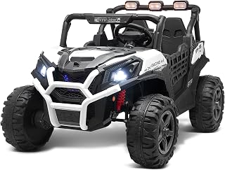Blitzshark 24V 2 Seater Kids Ride on UTV Car 2WD/ 4WD Switchable Off-Road Electric Vehicle, with 800W Ultra Powerful Motors, 4.3MPH Max Speed, 7AH Battery, Spring Suspension, 2.4G Remote, Music, White