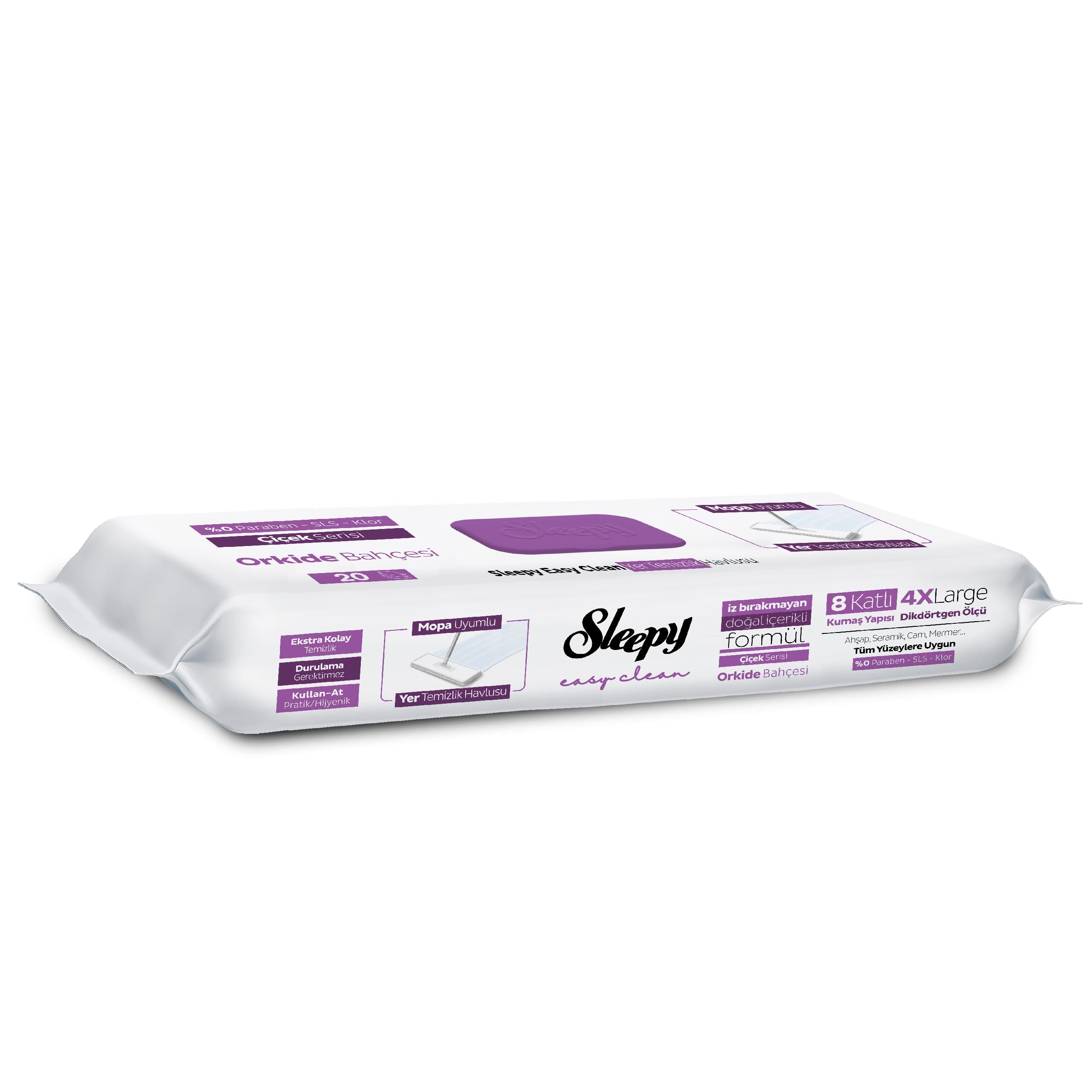 Sleepy Easy Clean Orkide Bahçesi Mopa Uyumlu Yer Temizlik Havlusu&Mendili 20 Yaprak