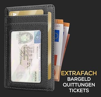 Slim Wallet Credit Card Holder with ID Window and Quick Access Compartment for Men and Women - Men's Small Wallet with RFID Protection - Mini Wallet for Men Includes Wallet and Gift Box