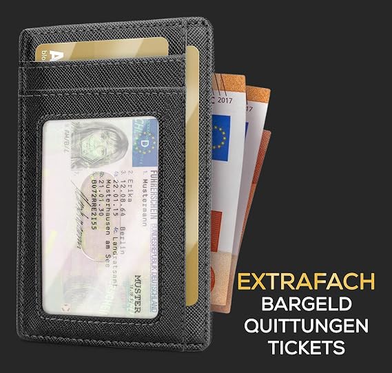 Slim Wallet Credit Card Holder with ID Window and Quick Access Compartment for Men and Women - Men's Small Wallet with RFID Protection - Mini Wallet for Men Includes Wallet and Gift Box