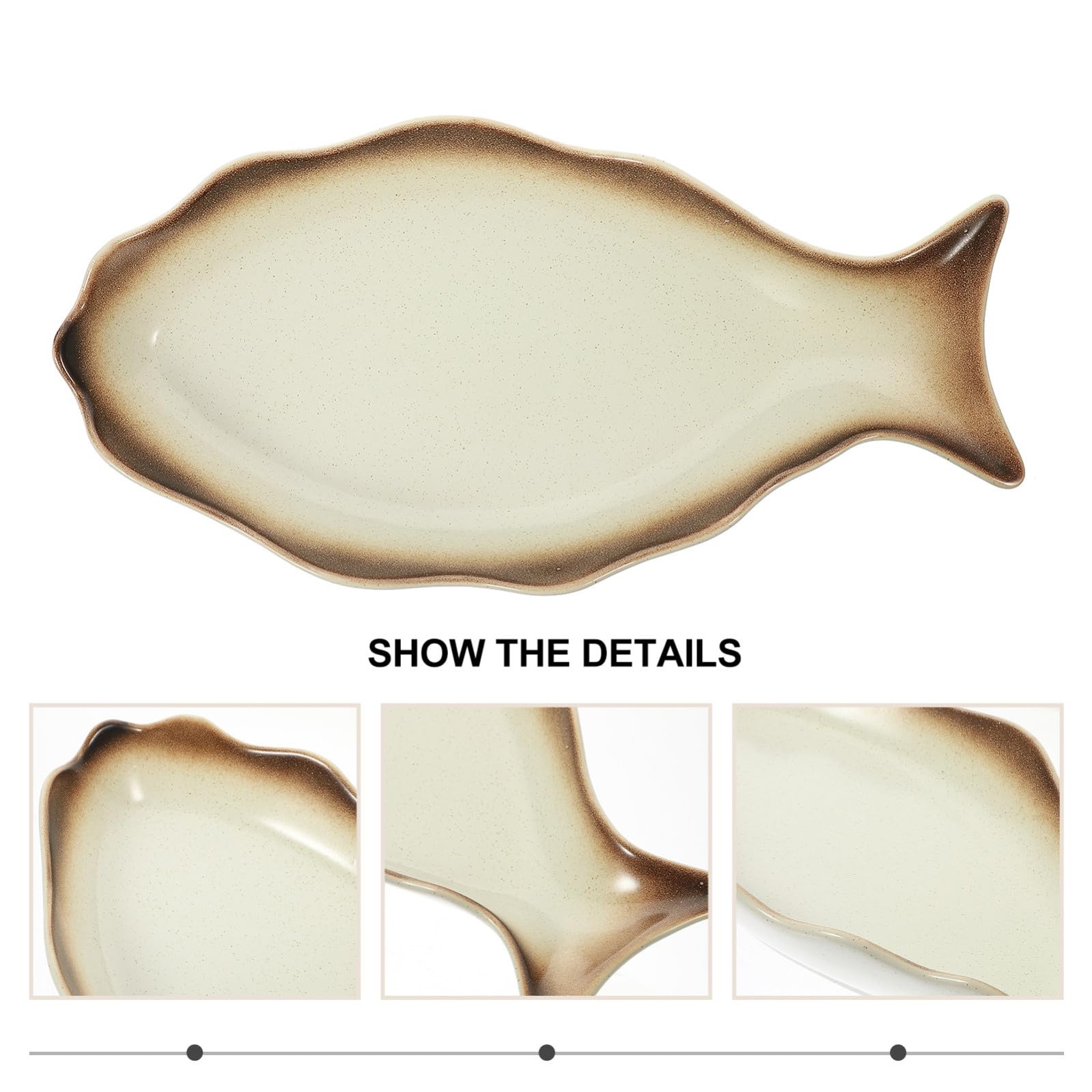 ibasenice Piatto Superficie Liscia e Lucida, Facile da Pulire in Ceramica in Stile Giapponese, Design Elegante Colore Bianco per Pesce per Piatti e Panini alle Feste e Negozi di Dolci