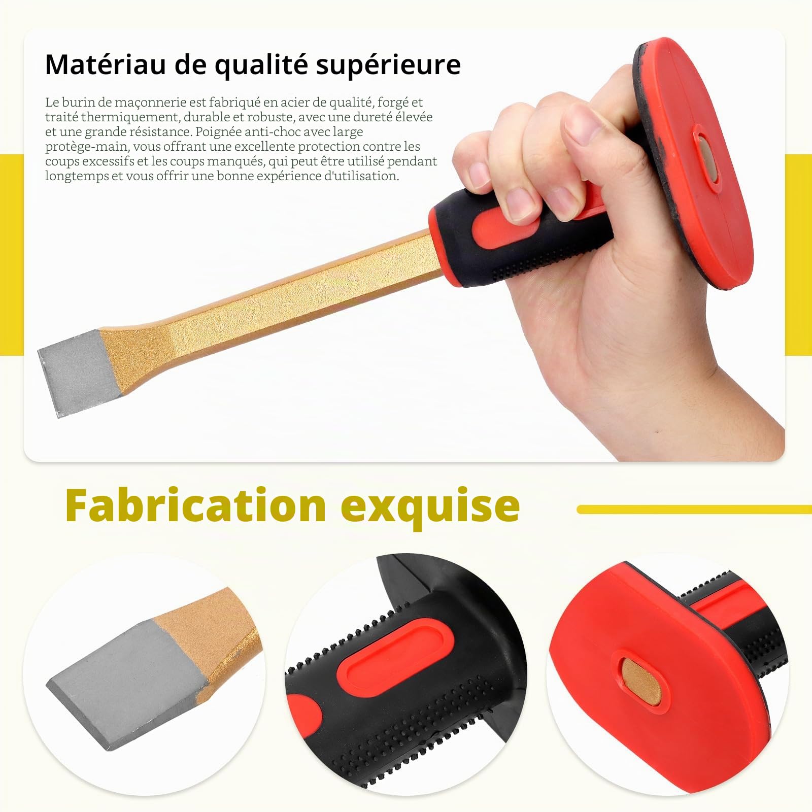 Lot de 6 marteaux et burins géologiques, marteau de roche et burin maçon de 30,5 cm, lunettes de sécurité, sifflet, loupe de bijoutier 10 x et gants, outils de chasse au rocher pour chasse au