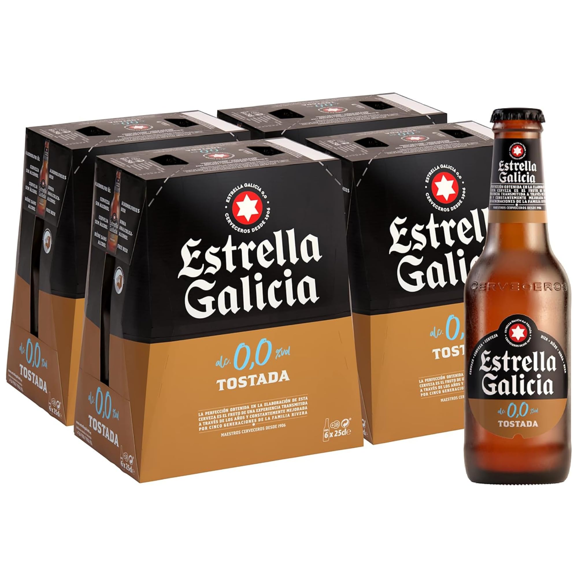 Cerveza Estrella Galicia 0,0 Tostada 24x25cl