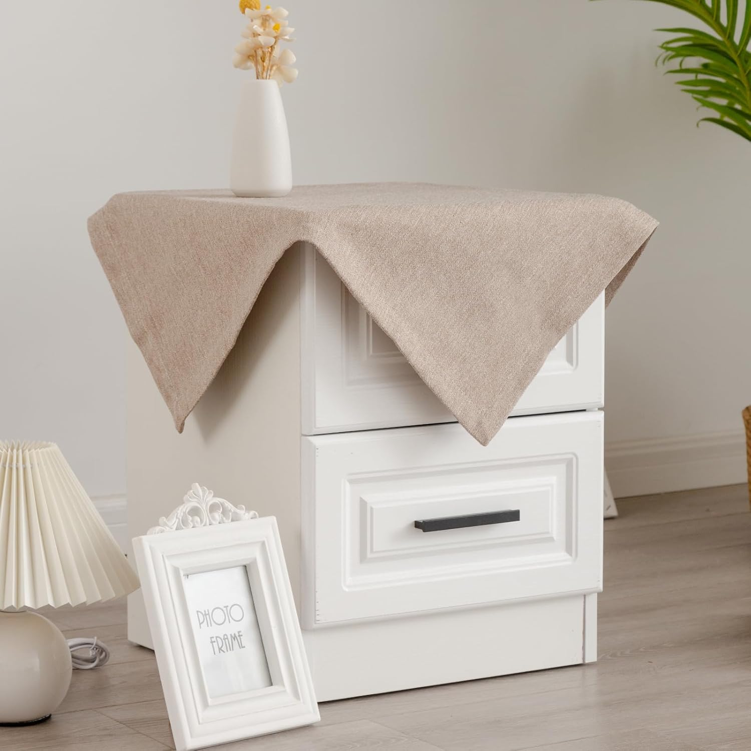 YZKITM Small Square Solid Beige End Table Cloth Washable