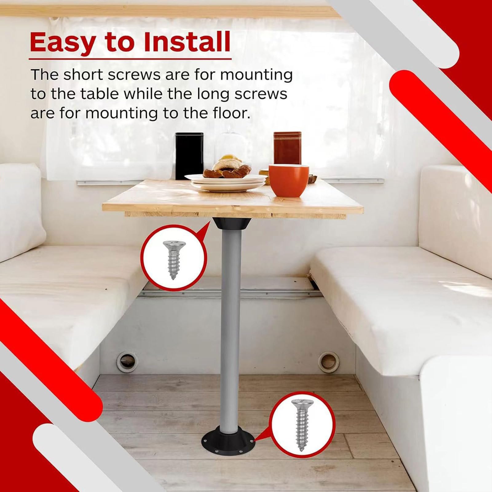 Générique Base De Pied De Table pour Camping-Car avec Vis Base De Table sur Pied Antirouille Support De Table pour Camping-Car Accessoires Fixes