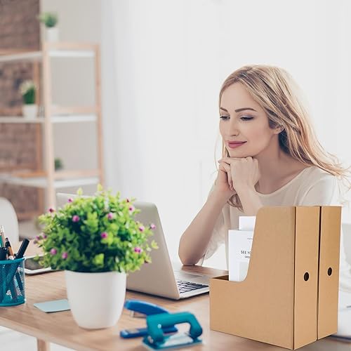 Miniatura 7 de Geyee 24 unidades de archivador de revistas, contenedores de almacenamiento de cartón grueso para revistas, organizador de archivos de escritorio,