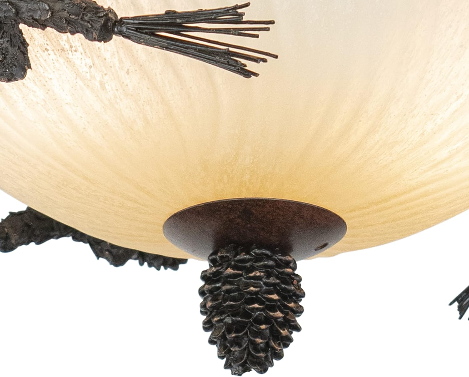 VAXCEL 2L LED Bronze Rustic Pinecone Wood Semi Flush Ceiling Light or Fan Light Kit