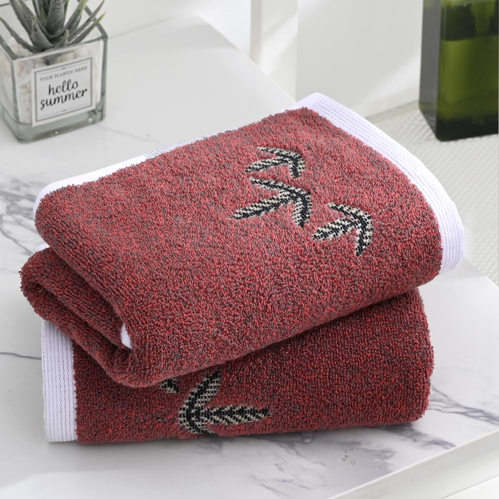 sense gnosis Burgundy Brown Jacquard Tree Hand Towel Set of 2 Super Soft 100% Cotton Elegant Floral Pattern Highly Absorbent Decorative Hand Towels for Bathroom Spa 13x 29 Inch - Image 3