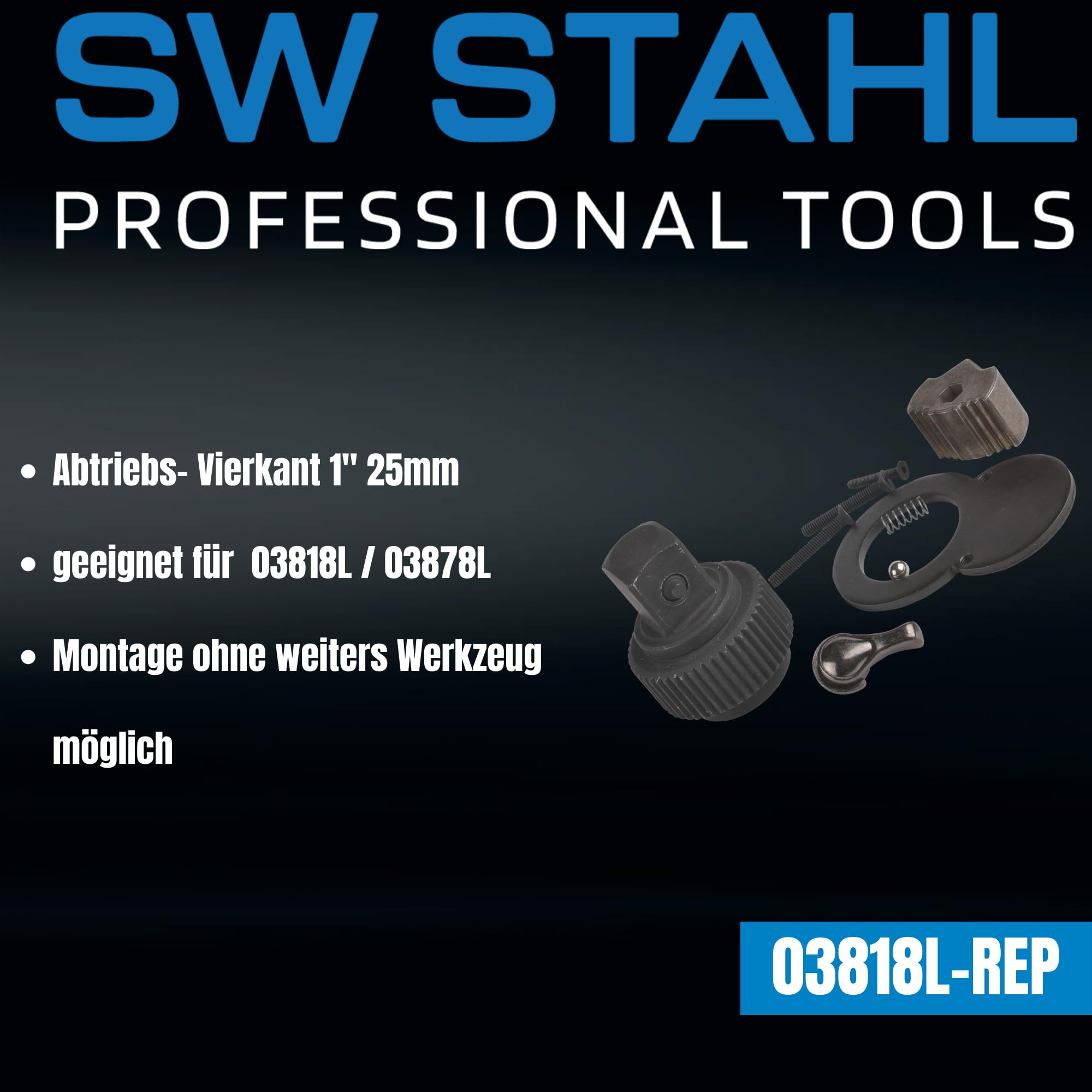 SW-Stahl 03818L-REP Reparatursatz Ratschenmechanismus 1 Zoll Knarre | Ersatzteile f</> Ratschenkopf - Passend f</> 25mm Drehmomentschlüssel 03818L & 03878L - Instandsetzung Set
