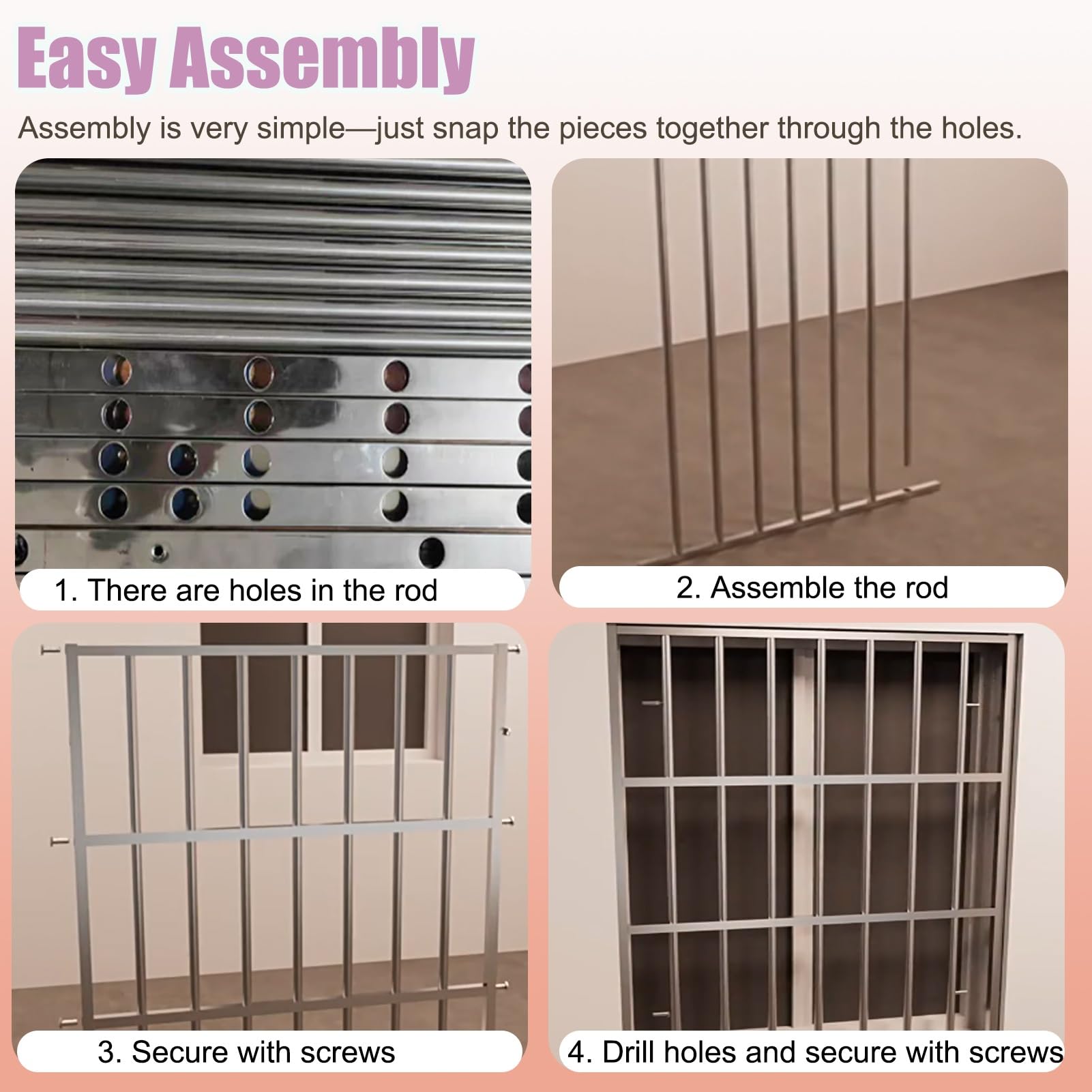 Rejas para Ventanas Exteriores Rejas de Seguridad Antirrobo para Ventanas Instalación Interior Aptas | Barra de Seguridad Fija y Permanente para Ventanas (Barrera de Seguridad para Altillos), Rejas Decorativas(24x39in/60x100cm)